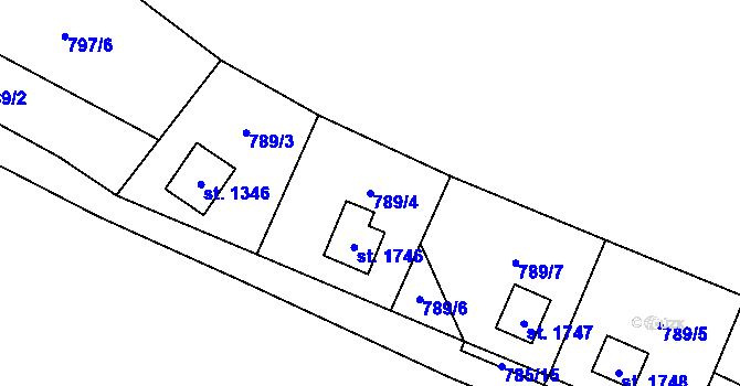 Parcela st. 789/4 v KÚ Horní Bečva, Katastrální mapa