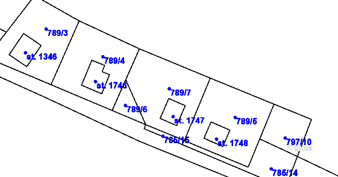 Parcela st. 789/7 v KÚ Horní Bečva, Katastrální mapa