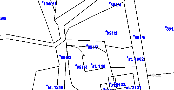 Parcela st. 891/7 v KÚ Horní Bečva, Katastrální mapa