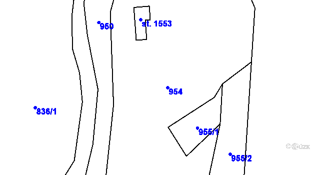 Parcela st. 954 v KÚ Horní Bečva, Katastrální mapa