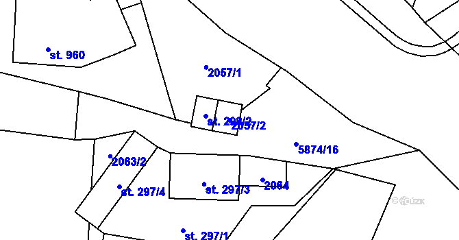 Parcela st. 2057/2 v KÚ Horní Bečva, Katastrální mapa