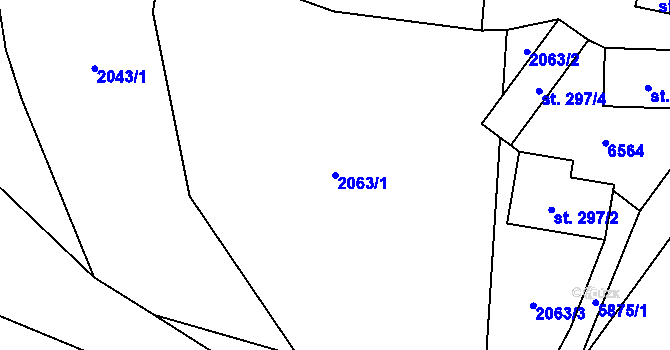 Parcela st. 2063/1 v KÚ Horní Bečva, Katastrální mapa