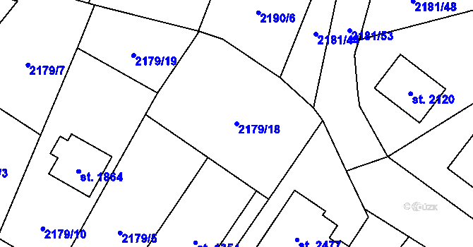 Parcela st. 2179/18 v KÚ Horní Bečva, Katastrální mapa
