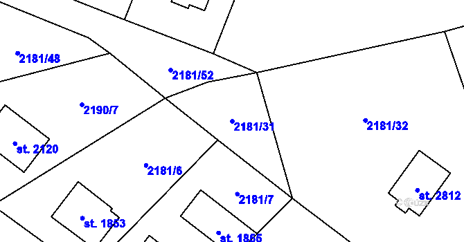 Parcela st. 2181/31 v KÚ Horní Bečva, Katastrální mapa