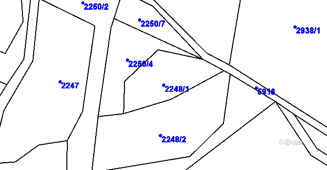 Parcela st. 2248/1 v KÚ Horní Bečva, Katastrální mapa
