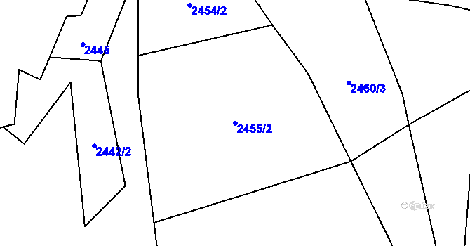 Parcela st. 2455/2 v KÚ Horní Bečva, Katastrální mapa