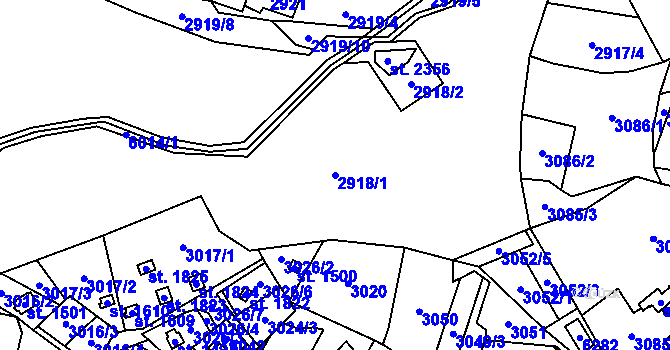Parcela st. 2918/1 v KÚ Horní Bečva, Katastrální mapa