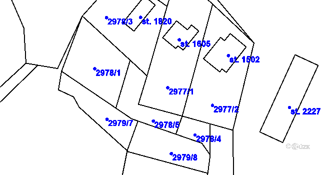 Parcela st. 2977/1 v KÚ Horní Bečva, Katastrální mapa