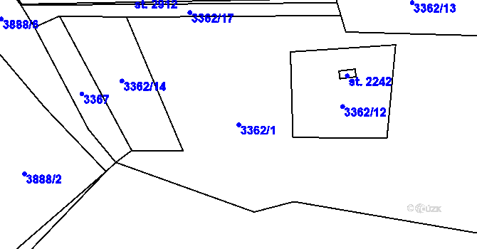 Parcela st. 3362/1 v KÚ Horní Bečva, Katastrální mapa