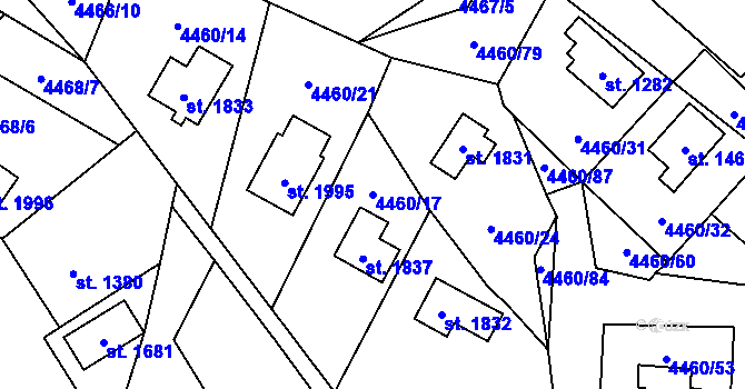 Parcela st. 4460/17 v KÚ Horní Bečva, Katastrální mapa