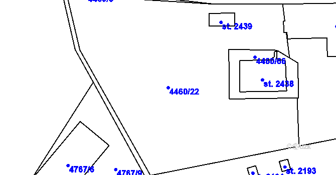 Parcela st. 4460/22 v KÚ Horní Bečva, Katastrální mapa