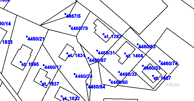 Parcela st. 4460/31 v KÚ Horní Bečva, Katastrální mapa