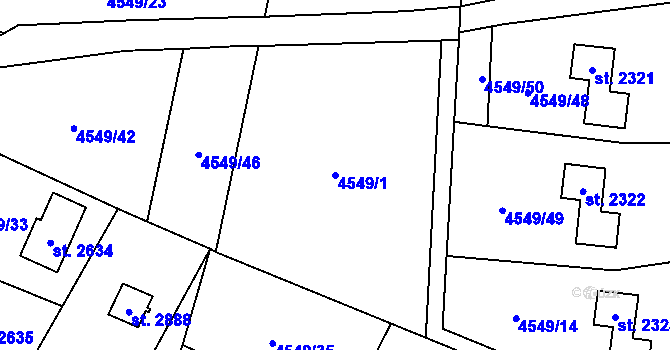 Parcela st. 4549/1 v KÚ Horní Bečva, Katastrální mapa