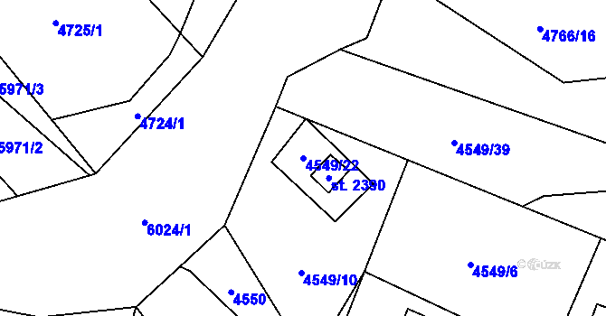 Parcela st. 4549/22 v KÚ Horní Bečva, Katastrální mapa