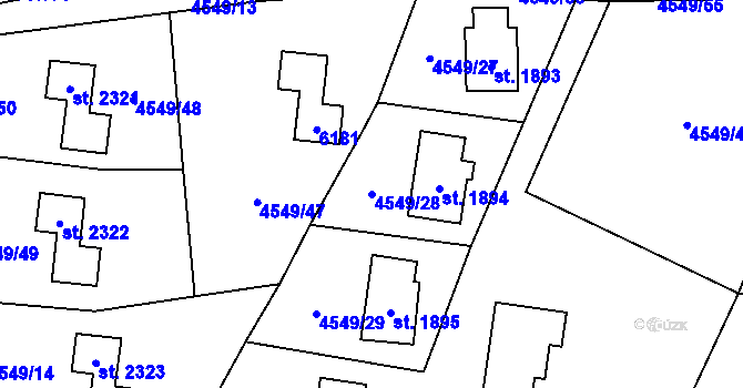 Parcela st. 4549/28 v KÚ Horní Bečva, Katastrální mapa