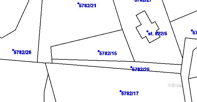 Parcela st. 5782/15 v KÚ Horní Bečva, Katastrální mapa