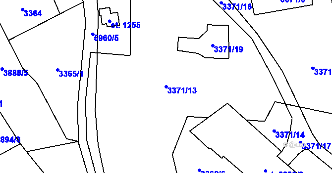 Parcela st. 3371/13 v KÚ Horní Bečva, Katastrální mapa