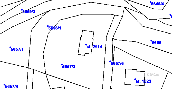 Parcela st. 2614 v KÚ Horní Bečva, Katastrální mapa