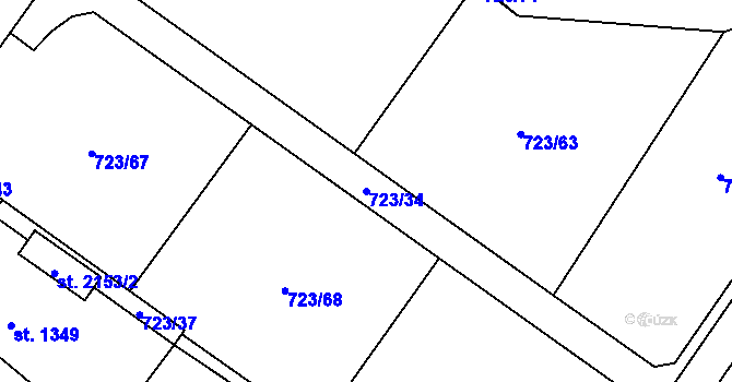 Parcela st. 723/34 v KÚ Horní Bečva, Katastrální mapa