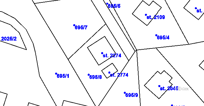 Parcela st. 2274 v KÚ Horní Bečva, Katastrální mapa