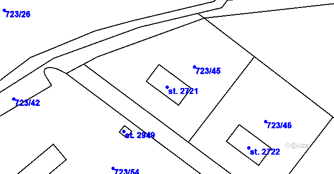 Parcela st. 2721 v KÚ Horní Bečva, Katastrální mapa