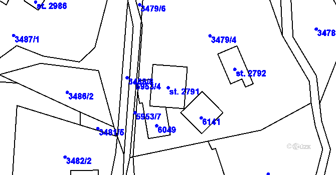 Parcela st. 2791 v KÚ Horní Bečva, Katastrální mapa