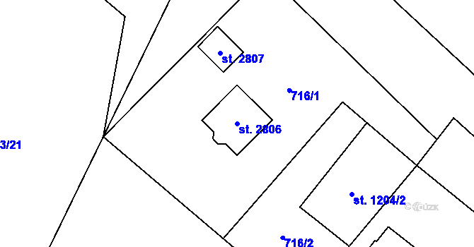 Parcela st. 2806 v KÚ Horní Bečva, Katastrální mapa