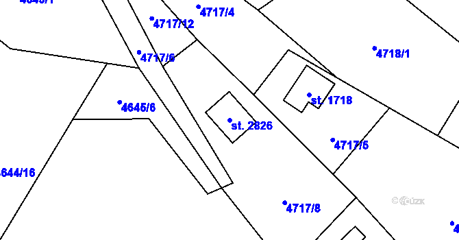 Parcela st. 2826 v KÚ Horní Bečva, Katastrální mapa