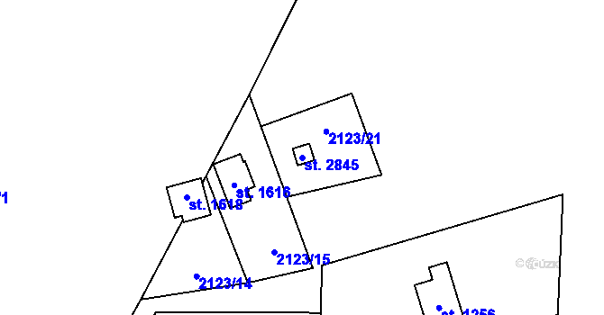 Parcela st. 2845 v KÚ Horní Bečva, Katastrální mapa