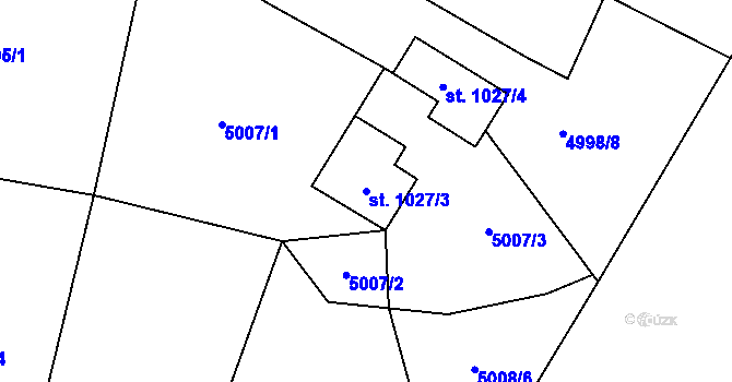 Parcela st. 1027/3 v KÚ Horní Bečva, Katastrální mapa