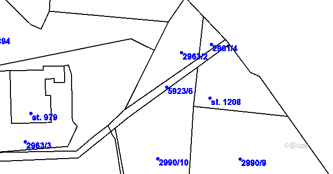 Parcela st. 5923/6 v KÚ Horní Bečva, Katastrální mapa