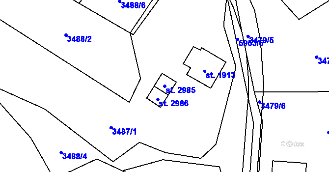 Parcela st. 2985 v KÚ Horní Bečva, Katastrální mapa