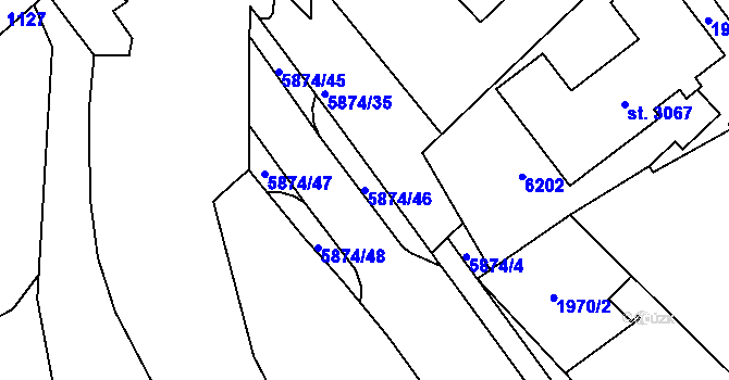 Parcela st. 5874/46 v KÚ Horní Bečva, Katastrální mapa