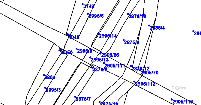 Parcela st. 2905/66 v KÚ Horní Bělá, Katastrální mapa