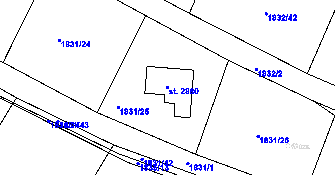 Parcela st. 2880 v KÚ Horní Bělá, Katastrální mapa
