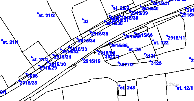 Parcela st. 2915/64 v KÚ Horní Bělá, Katastrální mapa