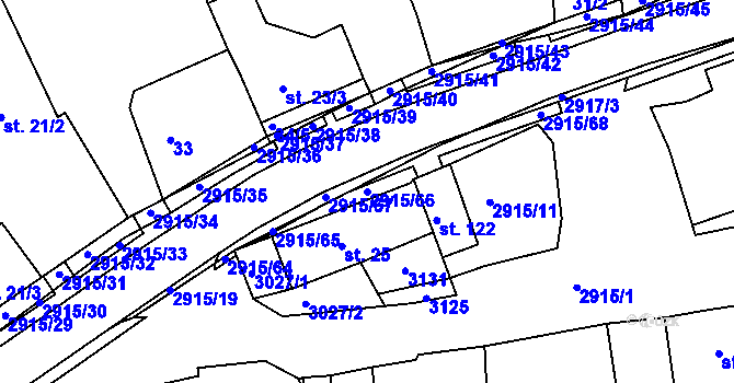 Parcela st. 2915/66 v KÚ Horní Bělá, Katastrální mapa