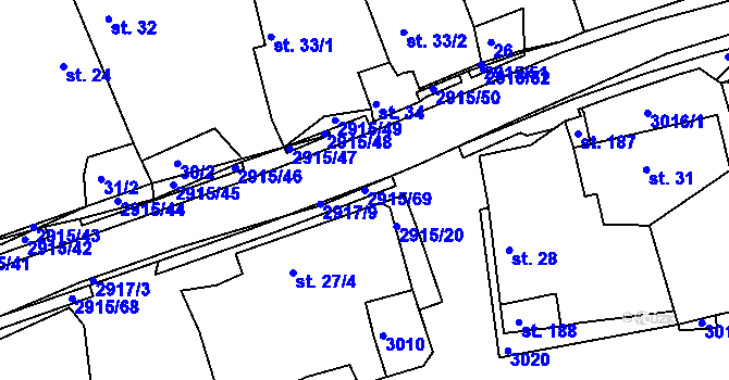 Parcela st. 2915/69 v KÚ Horní Bělá, Katastrální mapa