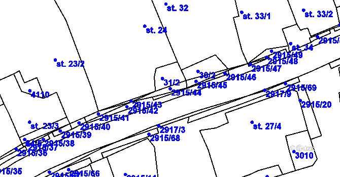 Parcela st. 2915/44 v KÚ Horní Bělá, Katastrální mapa