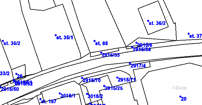 Parcela st. 2915/53 v KÚ Horní Bělá, Katastrální mapa