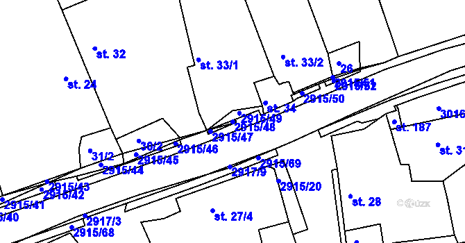 Parcela st. 2915/48 v KÚ Horní Bělá, Katastrální mapa