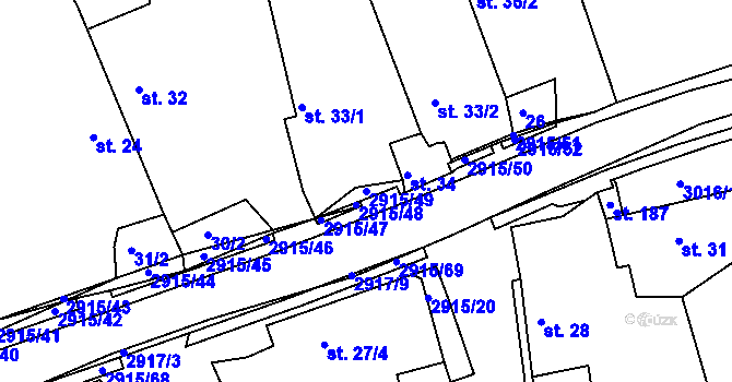 Parcela st. 2915/49 v KÚ Horní Bělá, Katastrální mapa