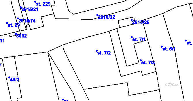Parcela st. 7/2 v KÚ Horní Bělá, Katastrální mapa