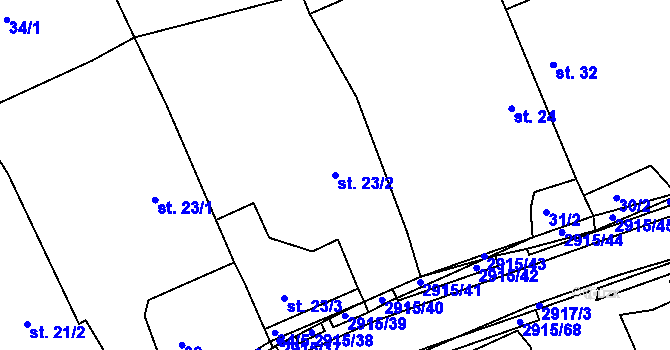 Parcela st. 23/2 v KÚ Horní Bělá, Katastrální mapa
