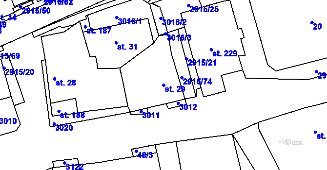Parcela st. 29 v KÚ Horní Bělá, Katastrální mapa