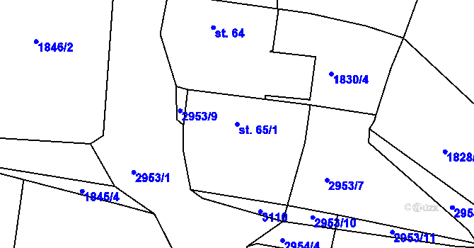 Parcela st. 65/1 v KÚ Horní Bělá, Katastrální mapa