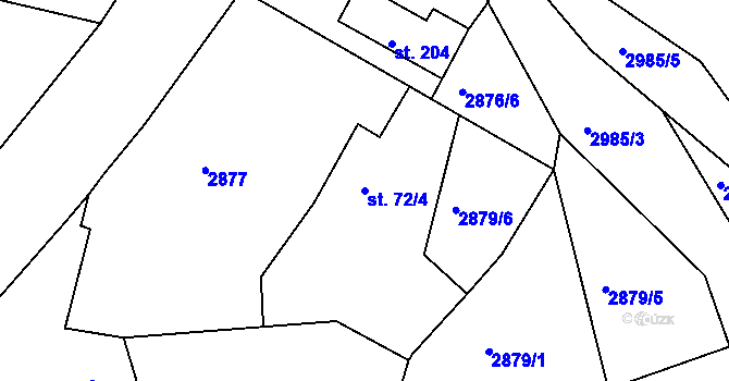 Parcela st. 72/4 v KÚ Horní Bělá, Katastrální mapa