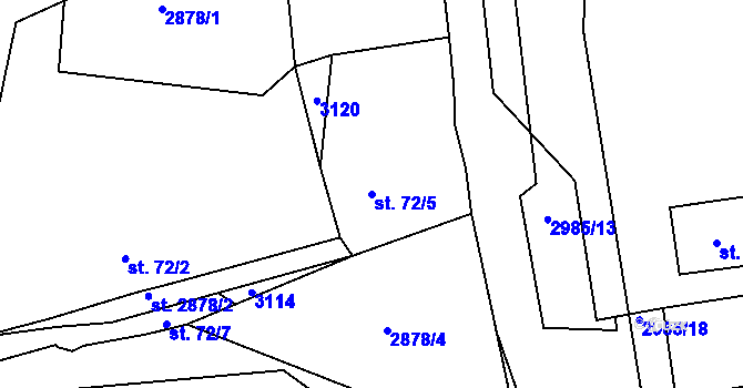 Parcela st. 72/5 v KÚ Horní Bělá, Katastrální mapa