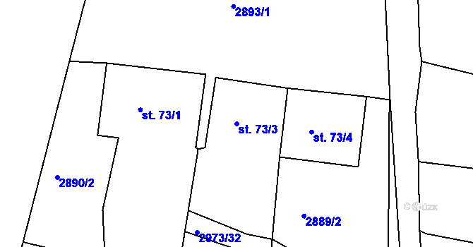 Parcela st. 73/3 v KÚ Horní Bělá, Katastrální mapa