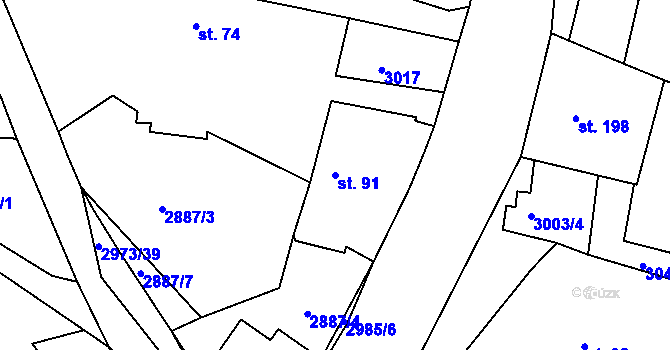 Parcela st. 91 v KÚ Horní Bělá, Katastrální mapa